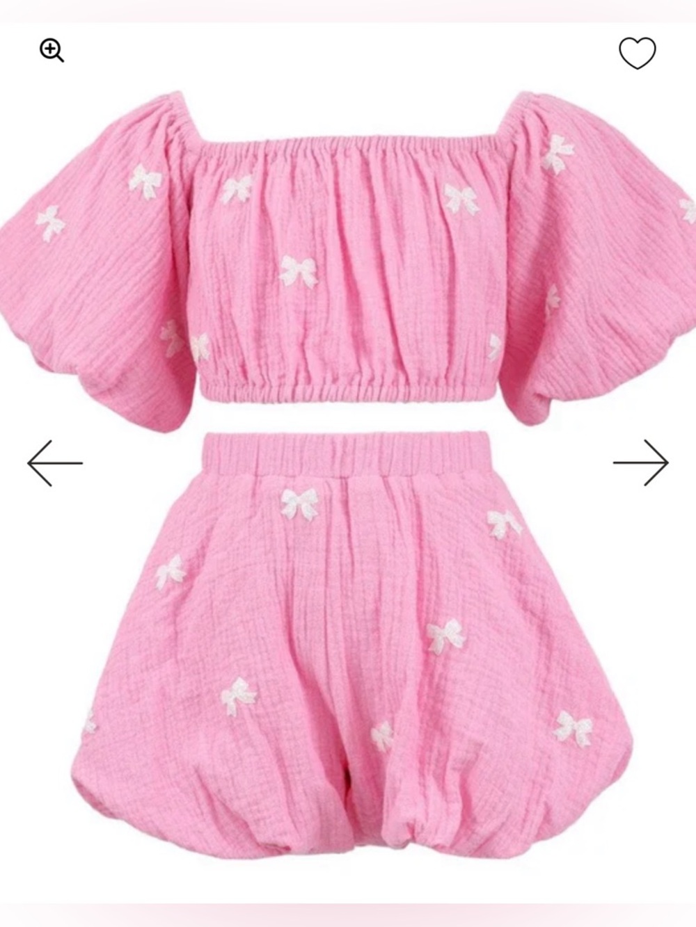 🎀 Lola + The Boys Pink Hailee Bow Bubble set size 10 girls crop top shorts